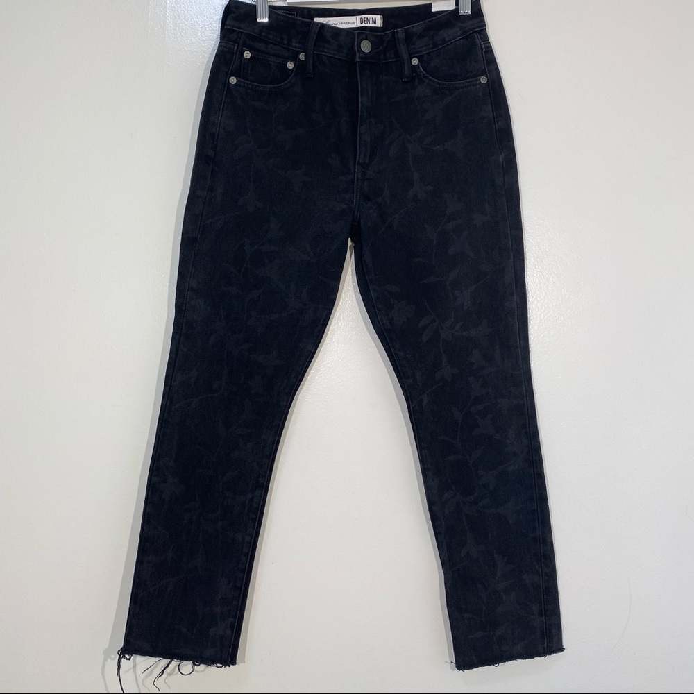 Lovers+Friends Washed black floral print high waist jeans 26